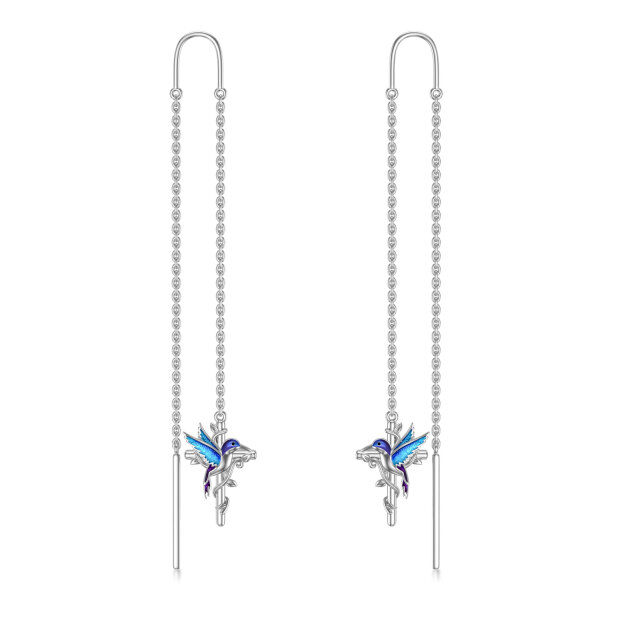 Sterling Silver Hummingbird Drop Earrings-1