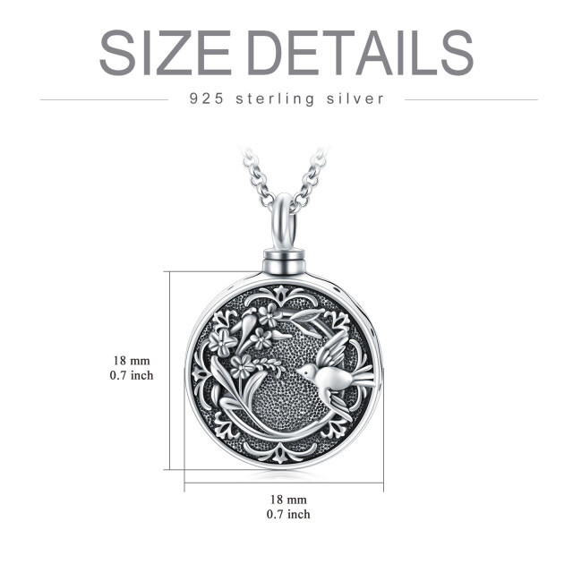 Sterling Silver Hummingbird & Flower Of Life Urn Necklace for Ashes with Engraved Word-7