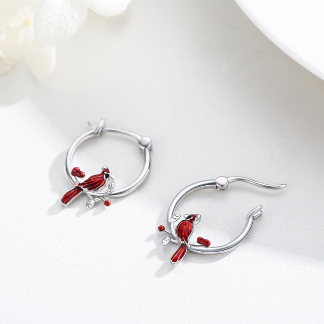 Sterling Silver Hummingbird Hoop Earrings-3