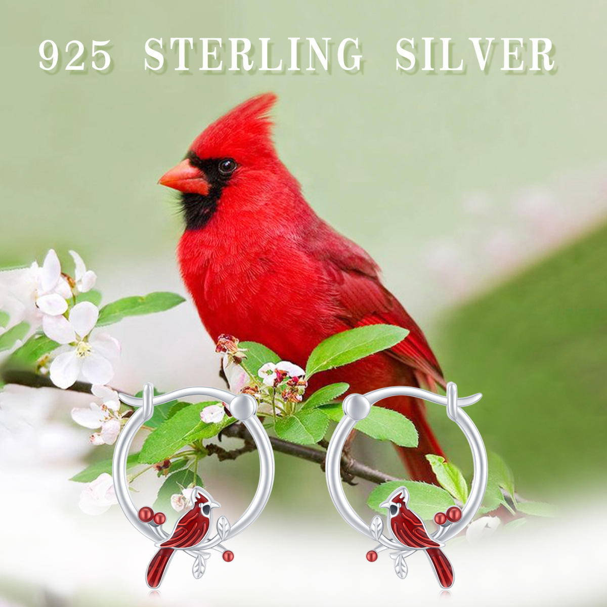 Sterling Silber Kolibri Reif Ohrringe-5