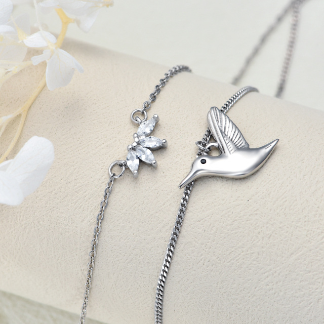 Collier superposé colibri en argent sterling-4