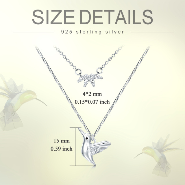 Collier superposé colibri en argent sterling-5