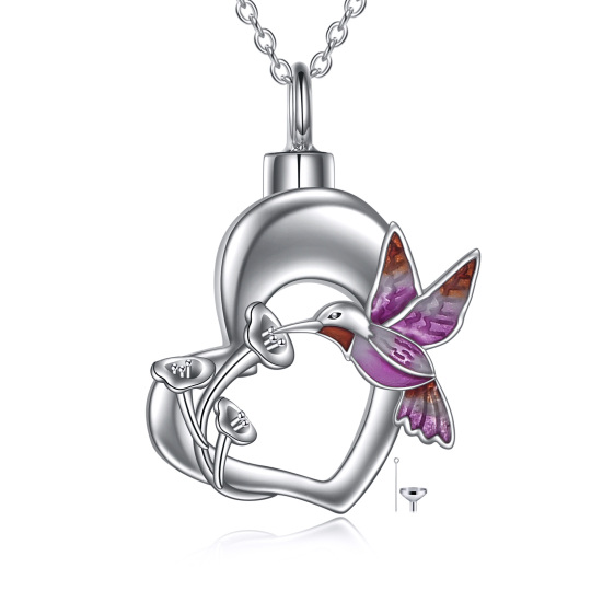 Sterling Silber Hummingbird & Morning Glory Urne Halskette für Asche