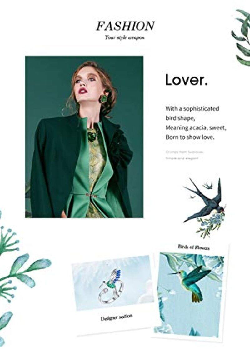 Sterling Silver Cubic Zirconia Hummingbird Open Ring-5