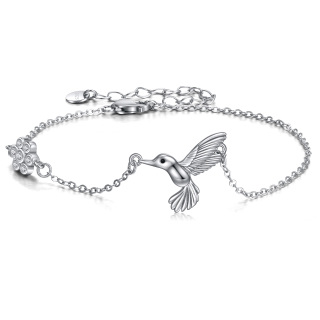 Sterling Silver Cubic Zirconia Hummingbird Charm Bracelet-27