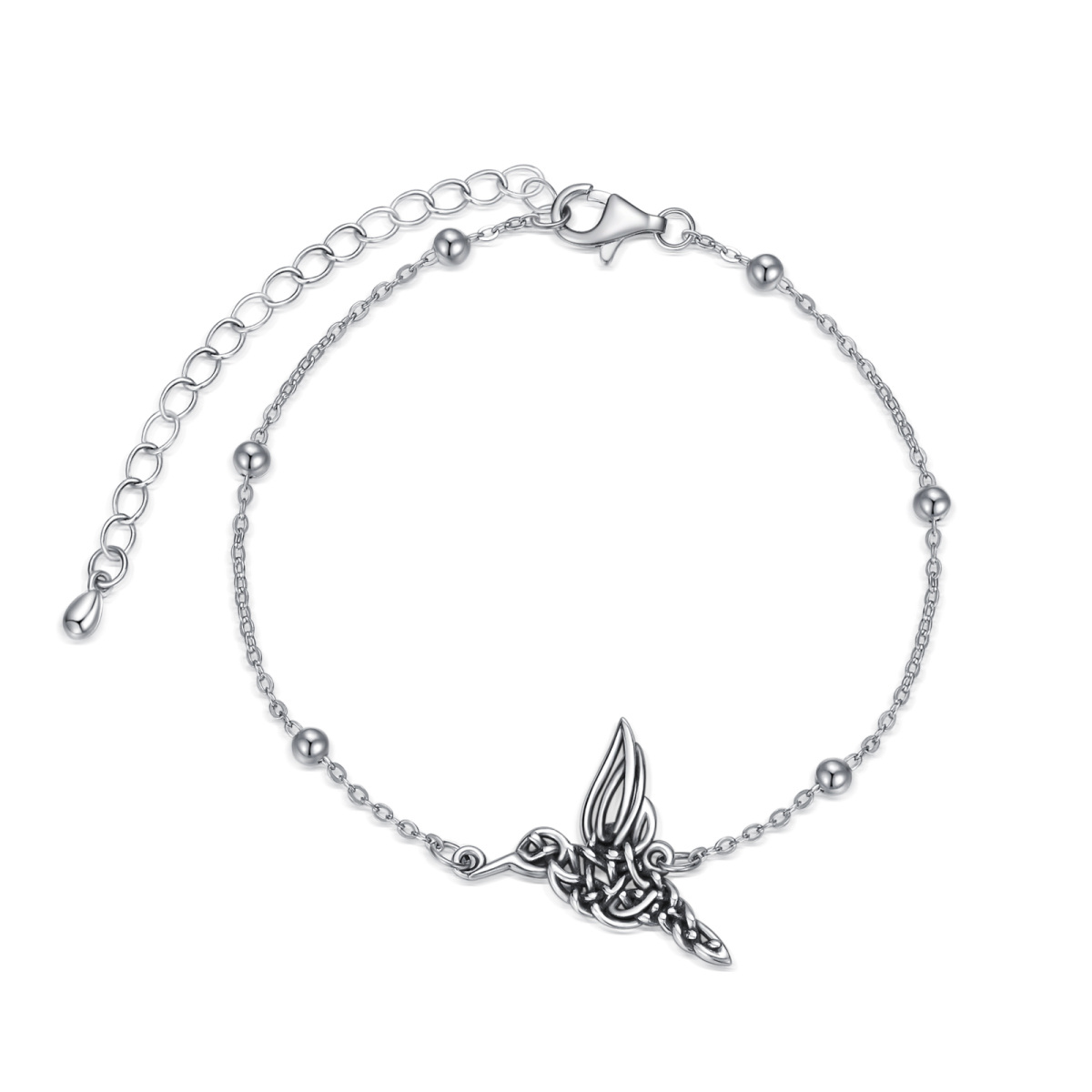 Sterling Silver Hummingbird Pendant Bracelet-1