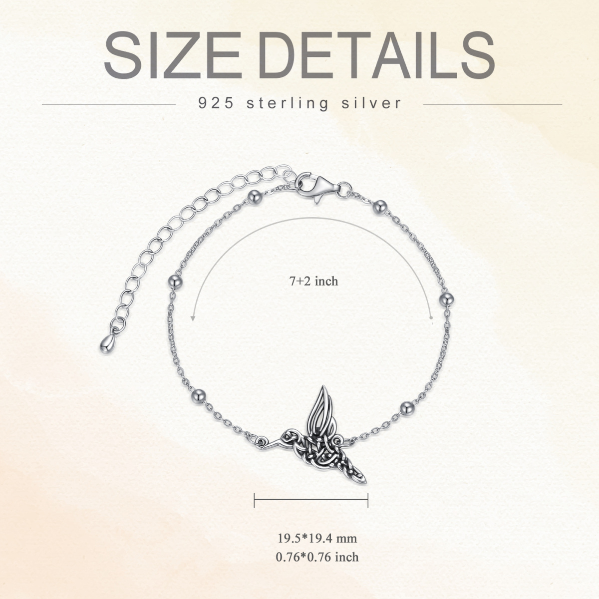 Bracelet en argent sterling avec pendentif colibri-5