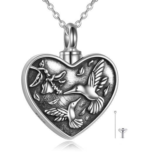 Sterling Silver Hummingbird Pendant Necklace with Engraved Word