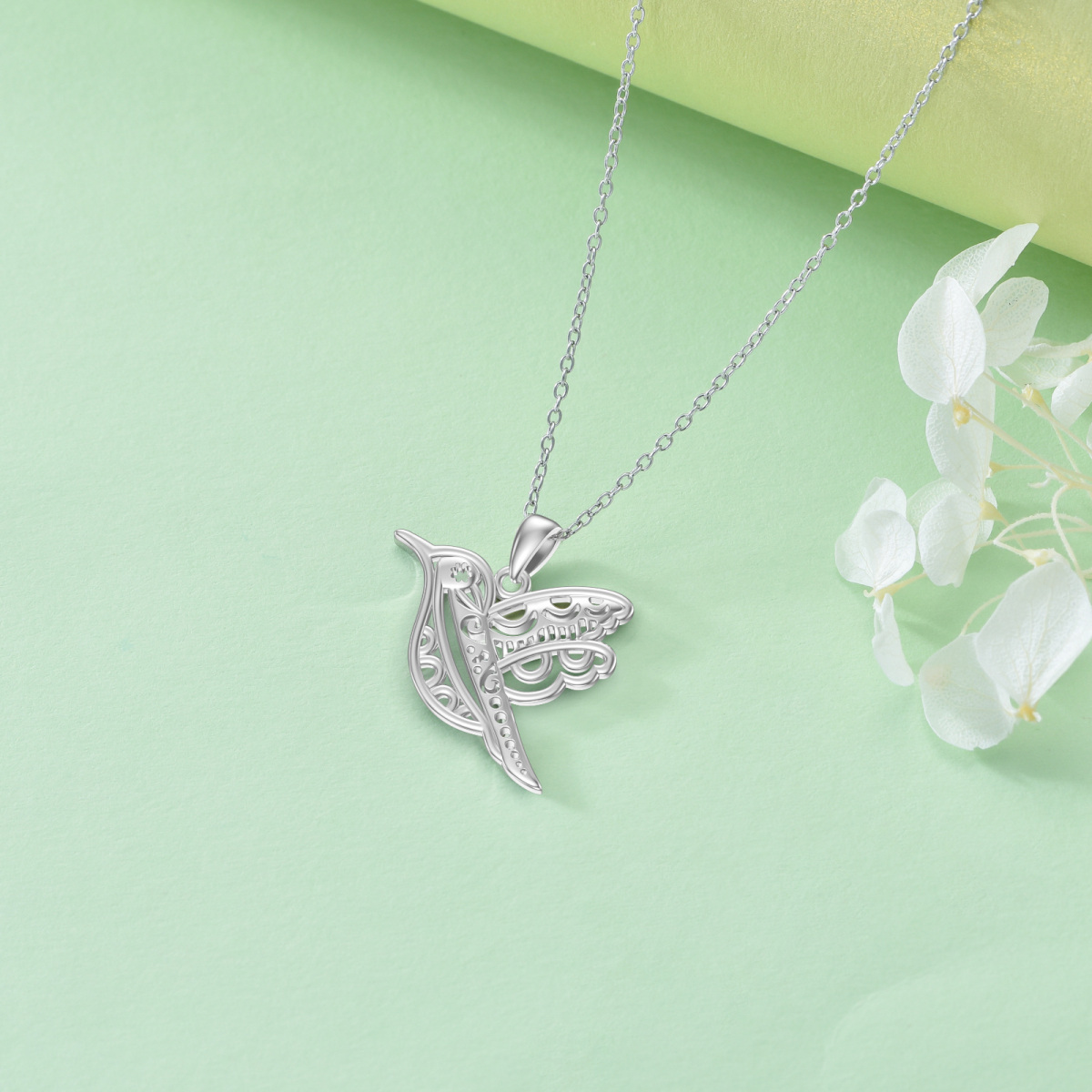 Sterling Silver Hummingbird Pendant Necklace-5