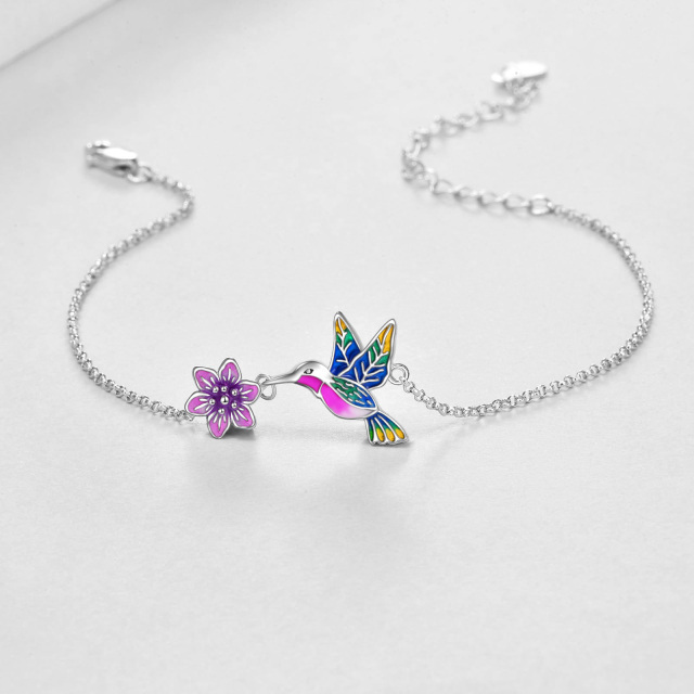 Cavigliera a strato singolo con colibrì in argento sterling-3