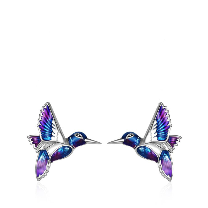 Sterling Silver Hummingbird Stud Earrings