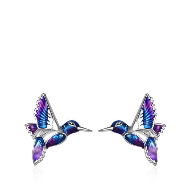 Sterling Silver Hummingbird Stud Earrings-1