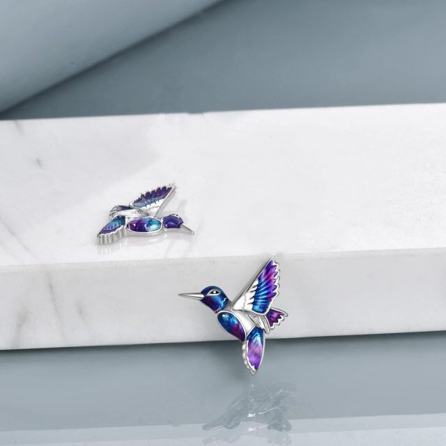 Sterling Silver Hummingbird Stud Earrings-3