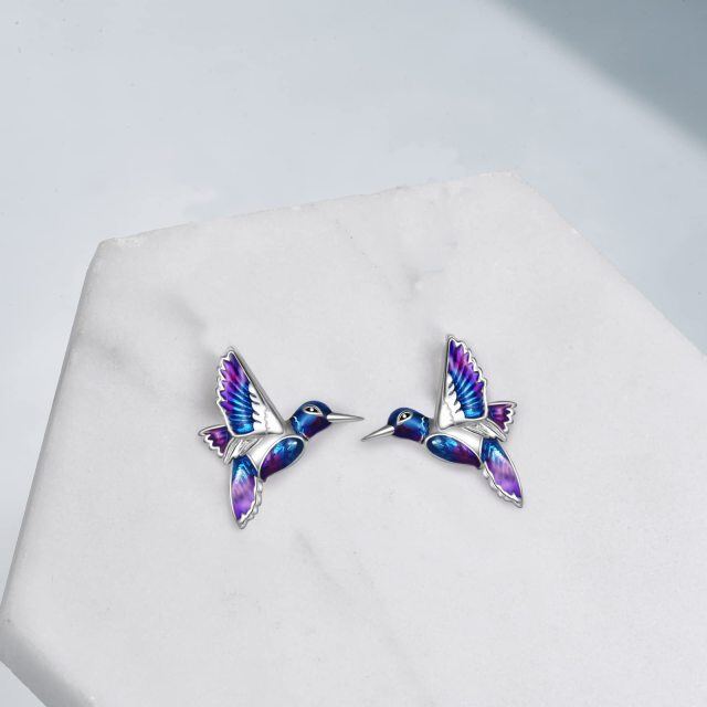 Sterling Silver Hummingbird Stud Earrings-4