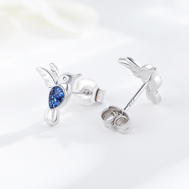 Sterling Silver Hummingbird Stud Earrings-5