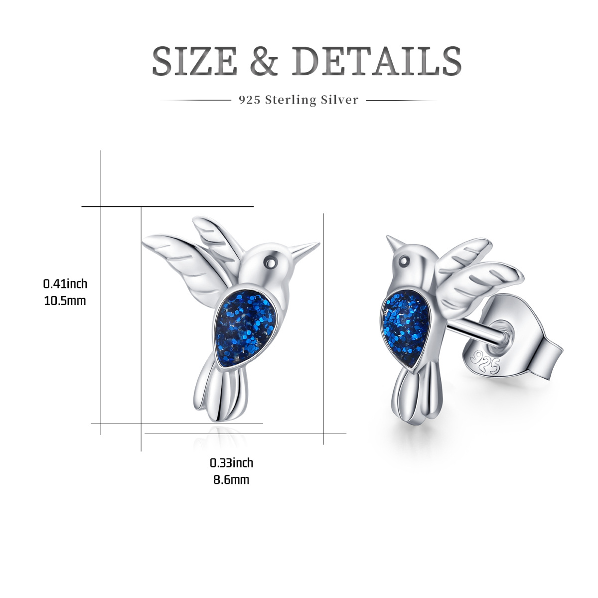 Boucles d'oreilles colibri en argent sterling-6