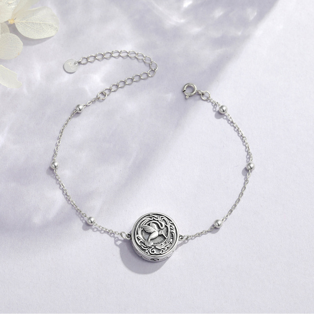 Bracelet urne colibri en argent pour cendres-4