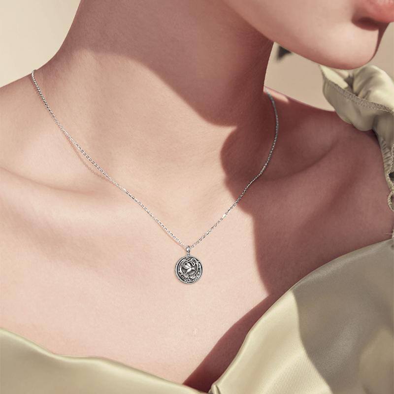 Sterling Silver Hummingbird Urn Necklace for Ashes with Engraved Word-2
