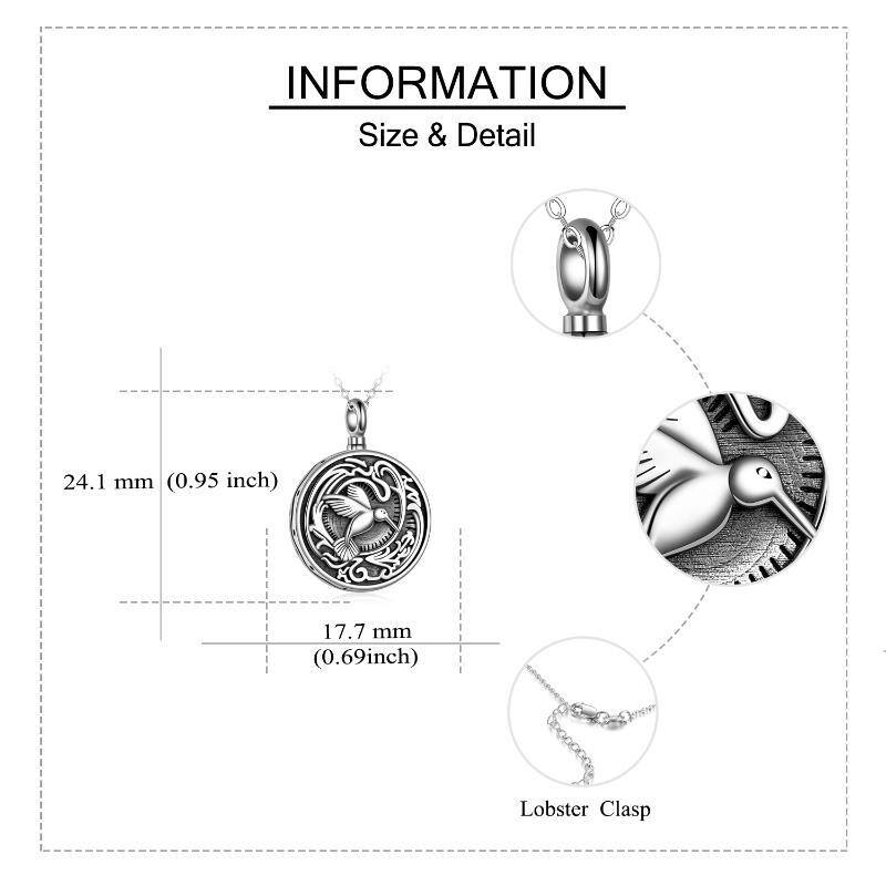 Sterling Silver Hummingbird Urn Necklace for Ashes with Engraved Word-6