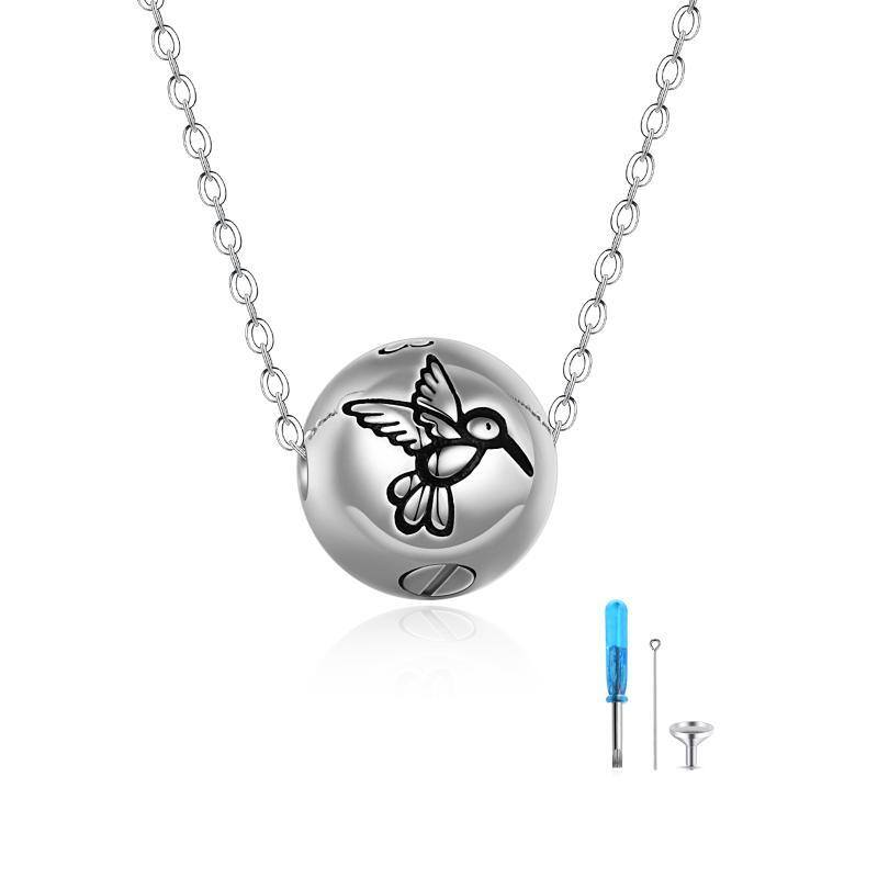 Sterling Silver Hummingbird Urn Necklace for Ashes-14