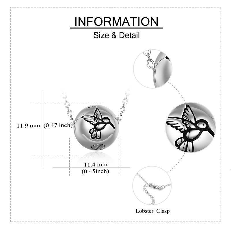 Urnenhalskette aus Sterlingsilber mit Kolibri-Motiv für die Asche-5