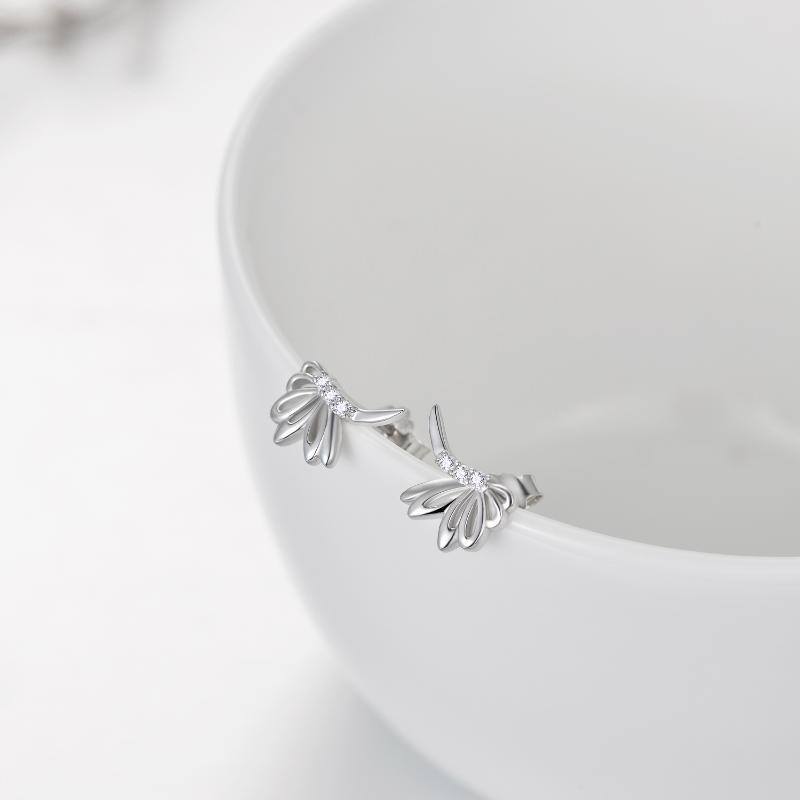 Sterling Silver Cubic Zirconia Dragonfly Stud Earrings-7