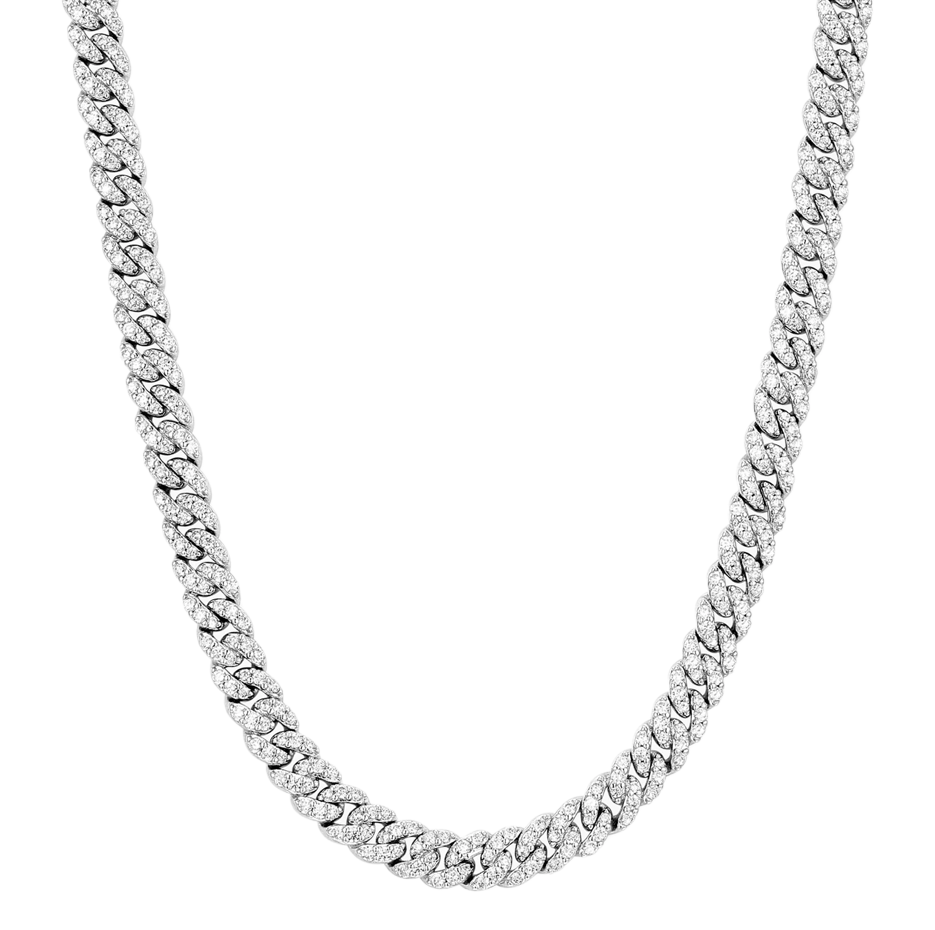 Cadena de eslabones cubanos de plata esterlina con acabado helado para hombre de 5 mm-1