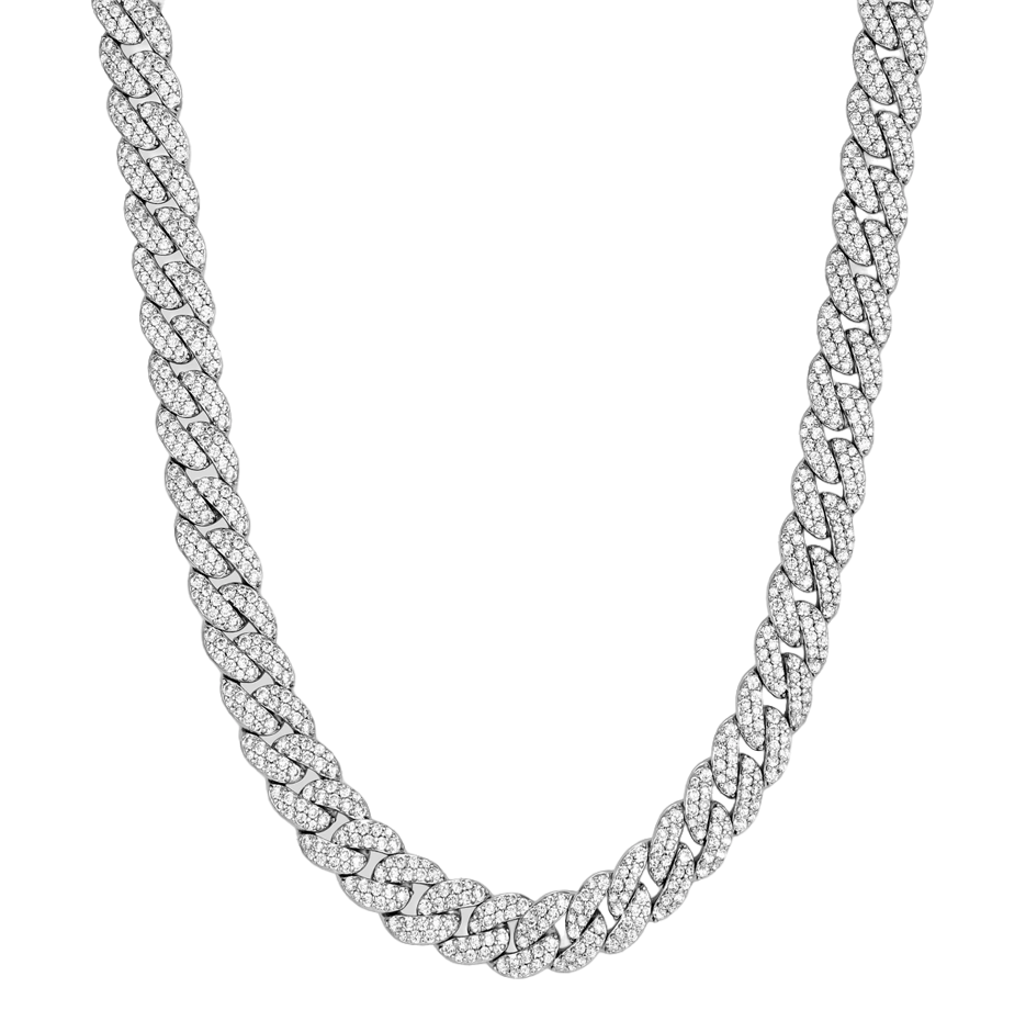 14K White Gold Iced Out Cuban Link Chain for Men 8mm-1