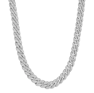 Sterling zilveren Iced Out Cubaanse schakelketting voor heren, 8 mm-3