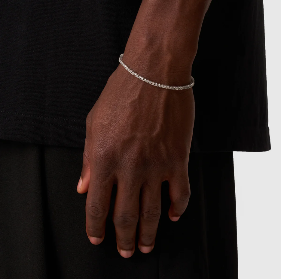 Sterling Silver Iced Tennis Chain Bracelet 2mm-2