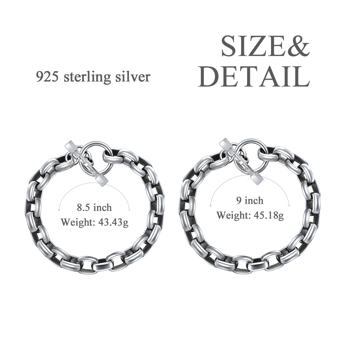 Bracciale identificativo in argento sterling con parola incisa per uomo-6