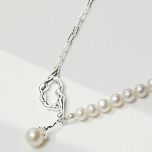 Collier en argent sterling avec brins de perles rondes de 16 pouces-4