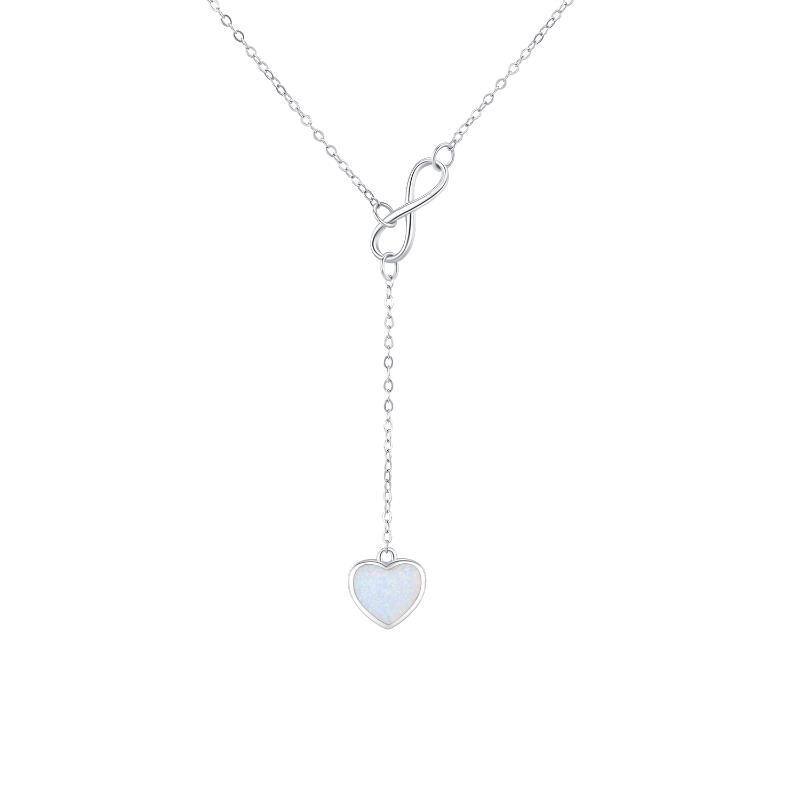Sterling Silver Opal Heart & Infinity Symbol Non-adjustable Y-Necklace-19