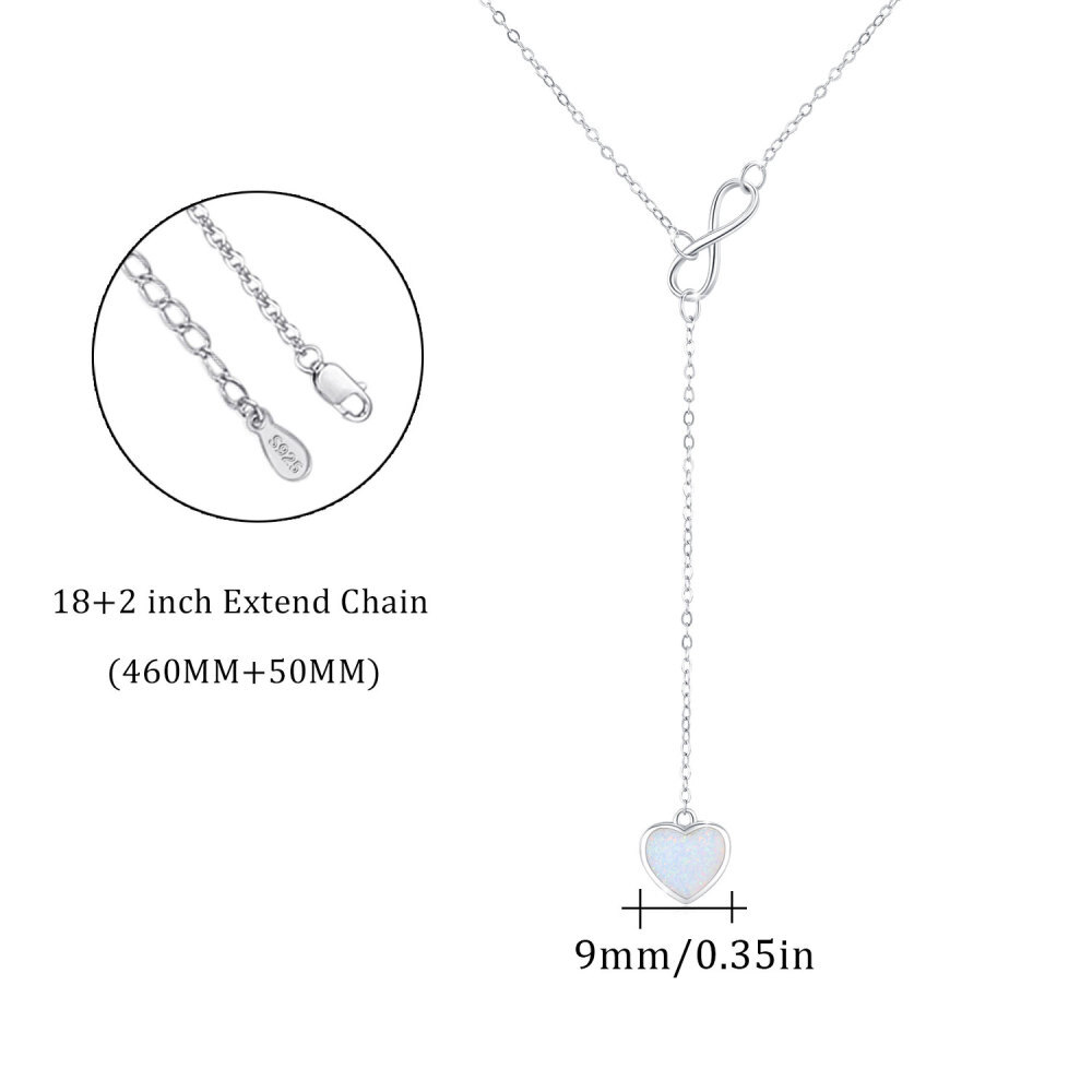 Sterling Silver Opal Heart & Infinity Symbol Non-adjustable Y-Necklace-4
