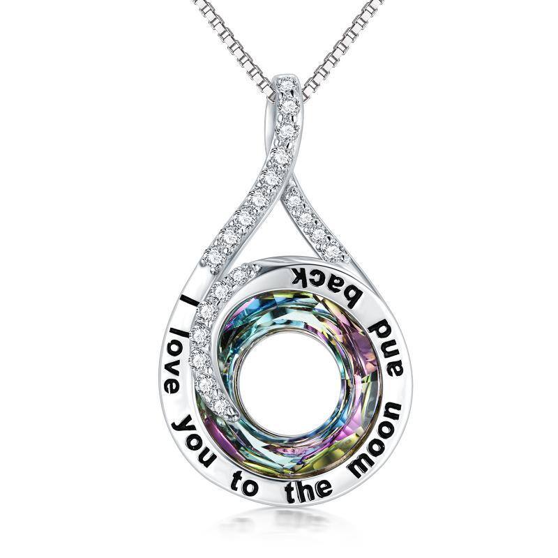 Sterling Silver Infinite Symbol Crystal Pendant Necklace-1