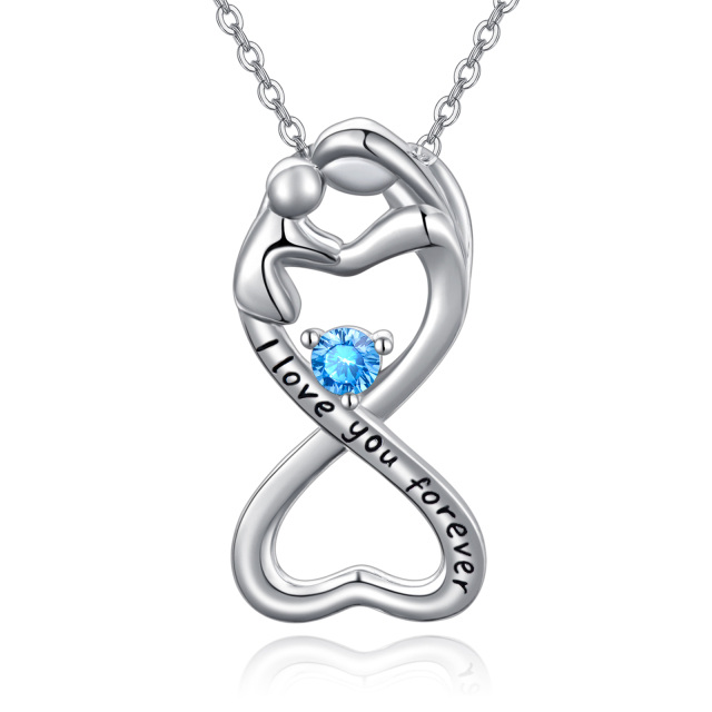 Sterling Silver Cubic Zirconia Infinite Symbol Pendant Necklace with Engraved Word-1