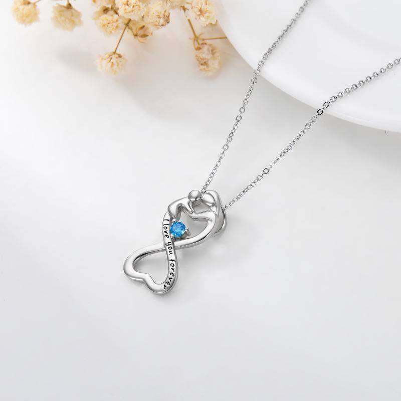 Collana con ciondolo a forma di simbolo infinito in argento 925 con parola incisa-3