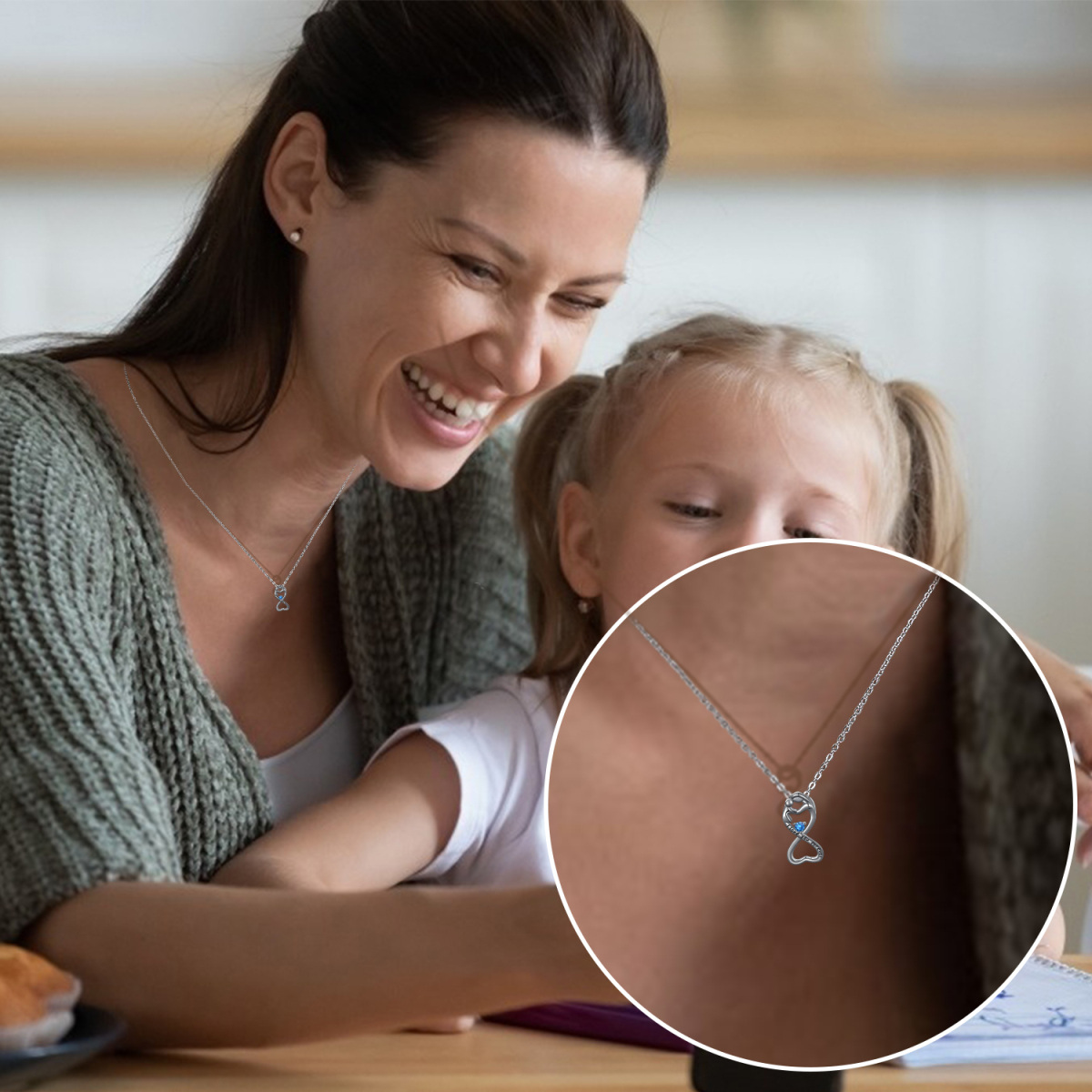 Colar mãe e filha infinito amor coração pingente colar joias presentes-7