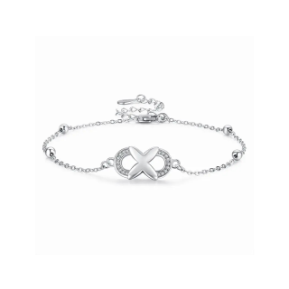 Sterling Silver Cubic Zirconia Butterfly & Infinity Symbol Charm Bracelet-48