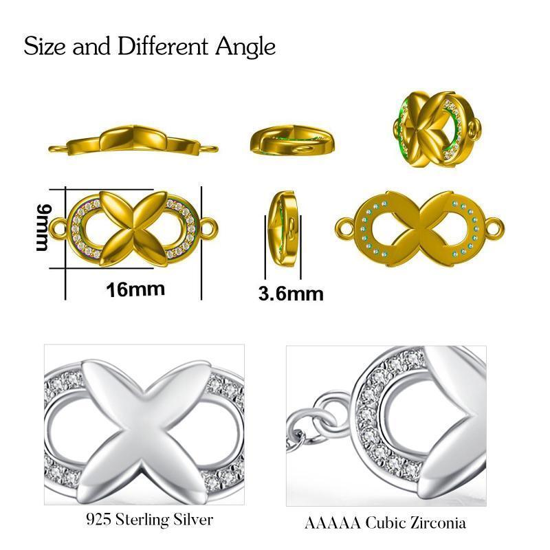 Sterling Silver Cubic Zirconia Butterfly & Infinity Symbol Charm Bracelet-8