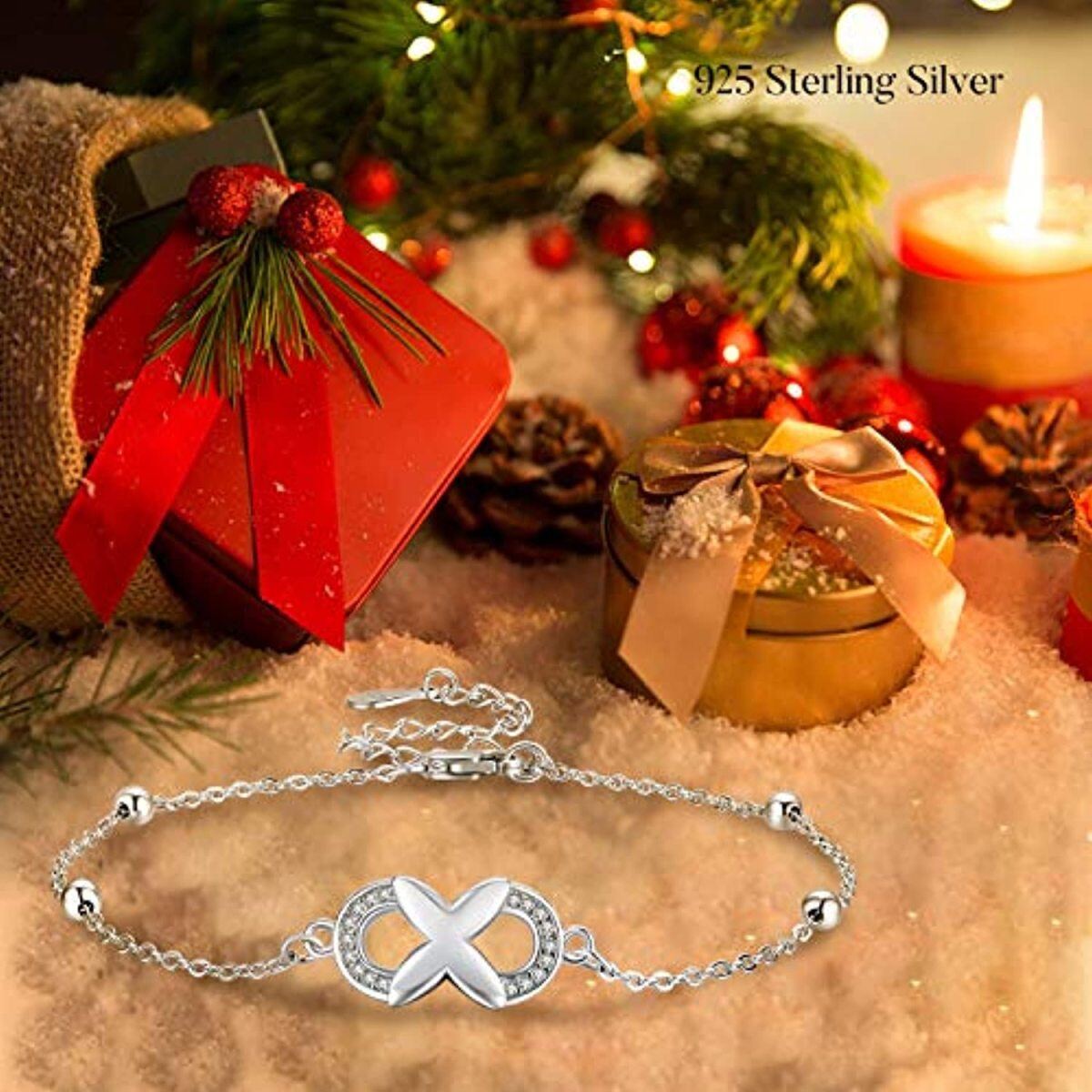 Sterling Silver Cubic Zirconia Butterfly & Infinity Symbol Charm Bracelet-6