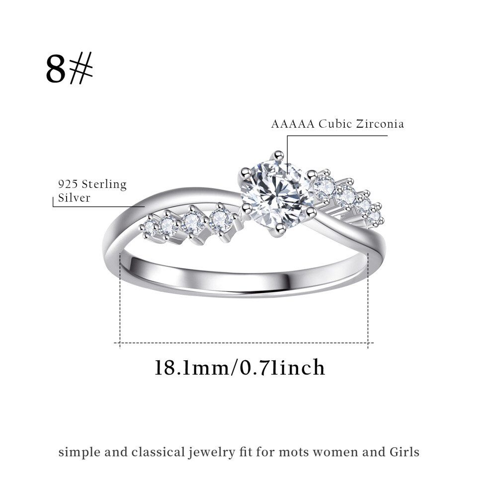 Sterling Silver Cubic Zirconia Infinity Symbol Ring-6