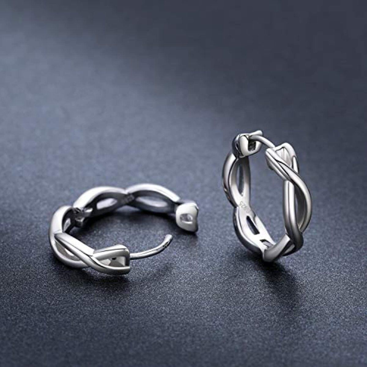 Sterling Silver Celtic Knot Hoop Earrings-3