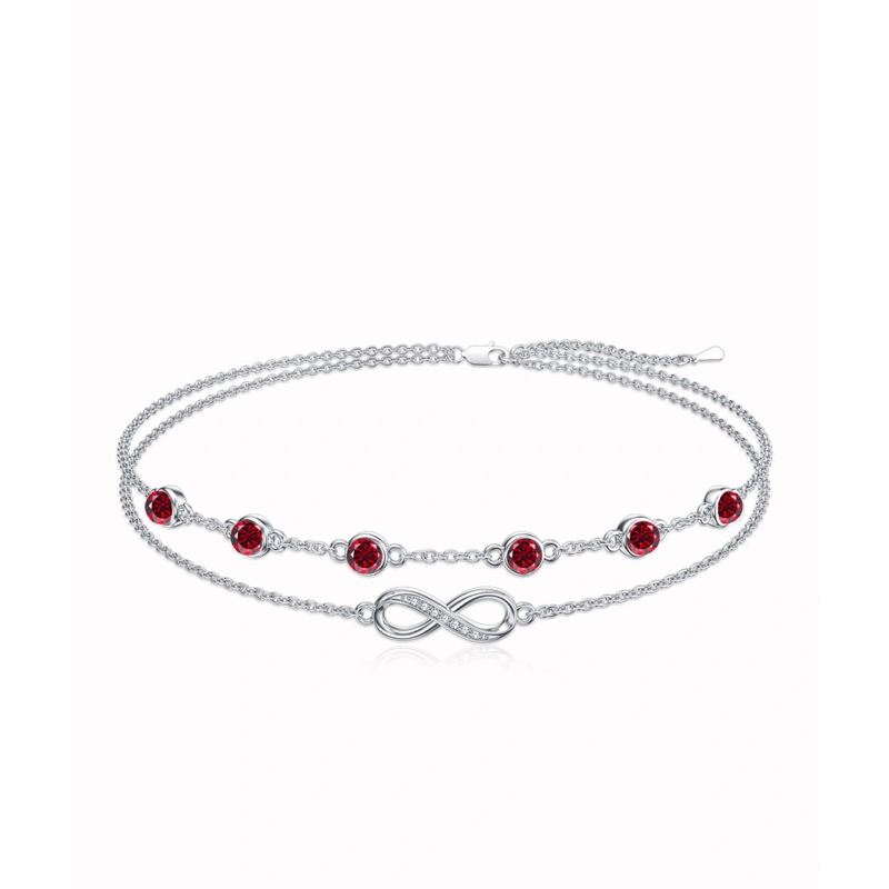 Sterling Silver Cubic Zirconia Infinity Symbol Layerered Bracelet-1