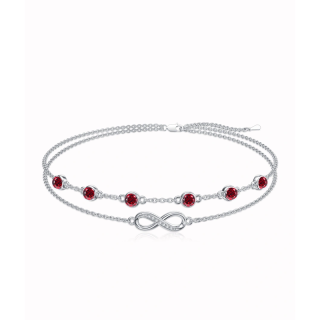 Sterling Silver Cubic Zirconia Infinity Symbol Layerered Bracelet-14