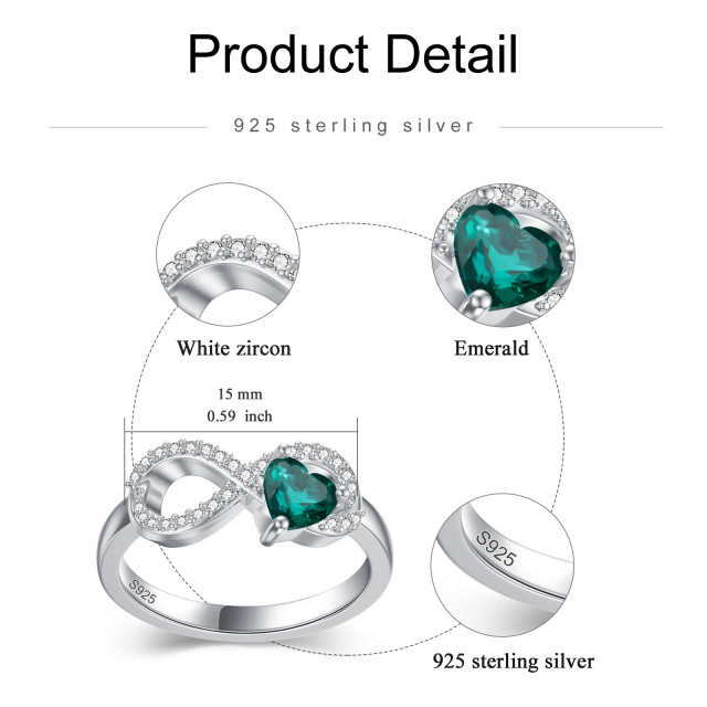 Sterling zilveren kubieke zirconia oneindigheidssymbool ring-6