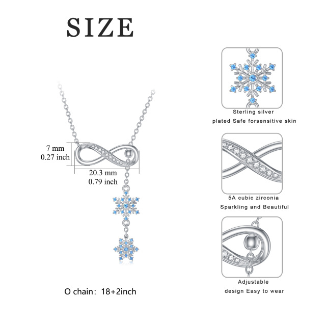 Sterling Silver Cubic Zirconia Infinity Symbol & Snowflake Adjustable Y Necklace-5