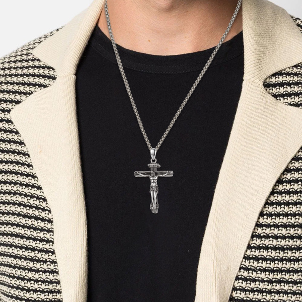 Pendentif Croix Pour Homme En Argent Sterling 925, Coupe Citrine