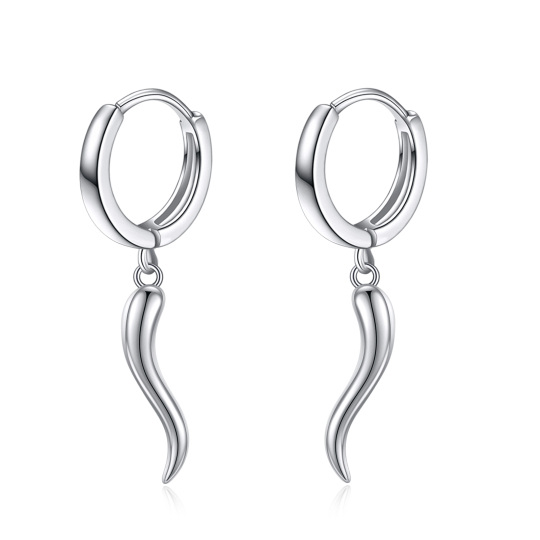 Sterling Silver Italian Horn Drop Earrings