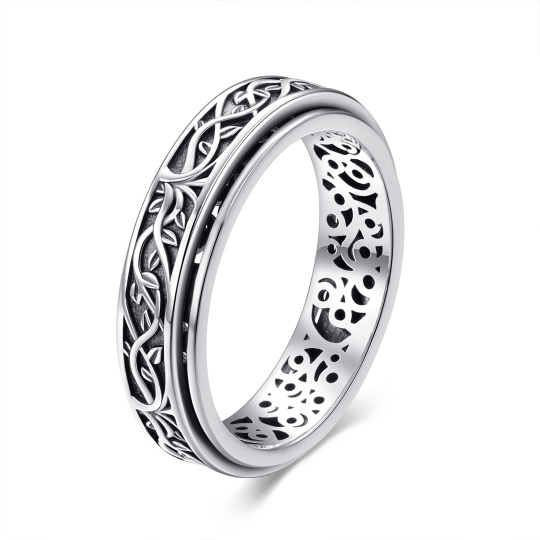 Bague tournante en argent sterling avec motif de lierre